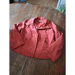 Small Size 4 Chicos 0 Orange Long Sleeve Lined Zip Front Jacket